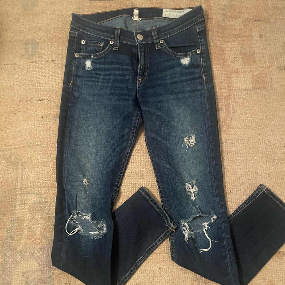 Rag & Bone Distressed Mid Rise Jeans- size 26